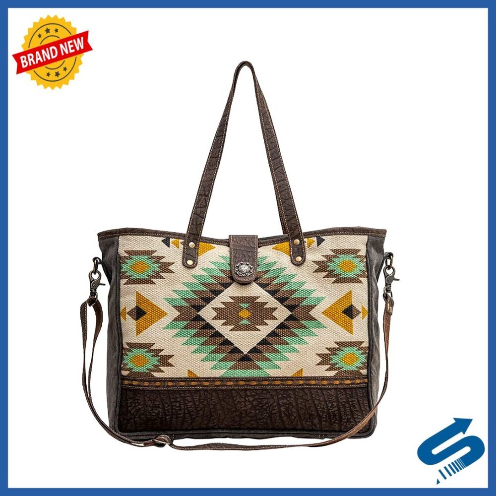 Leather Canvas Tote Shoulder Bag Crossbody Work Travel Everyday
